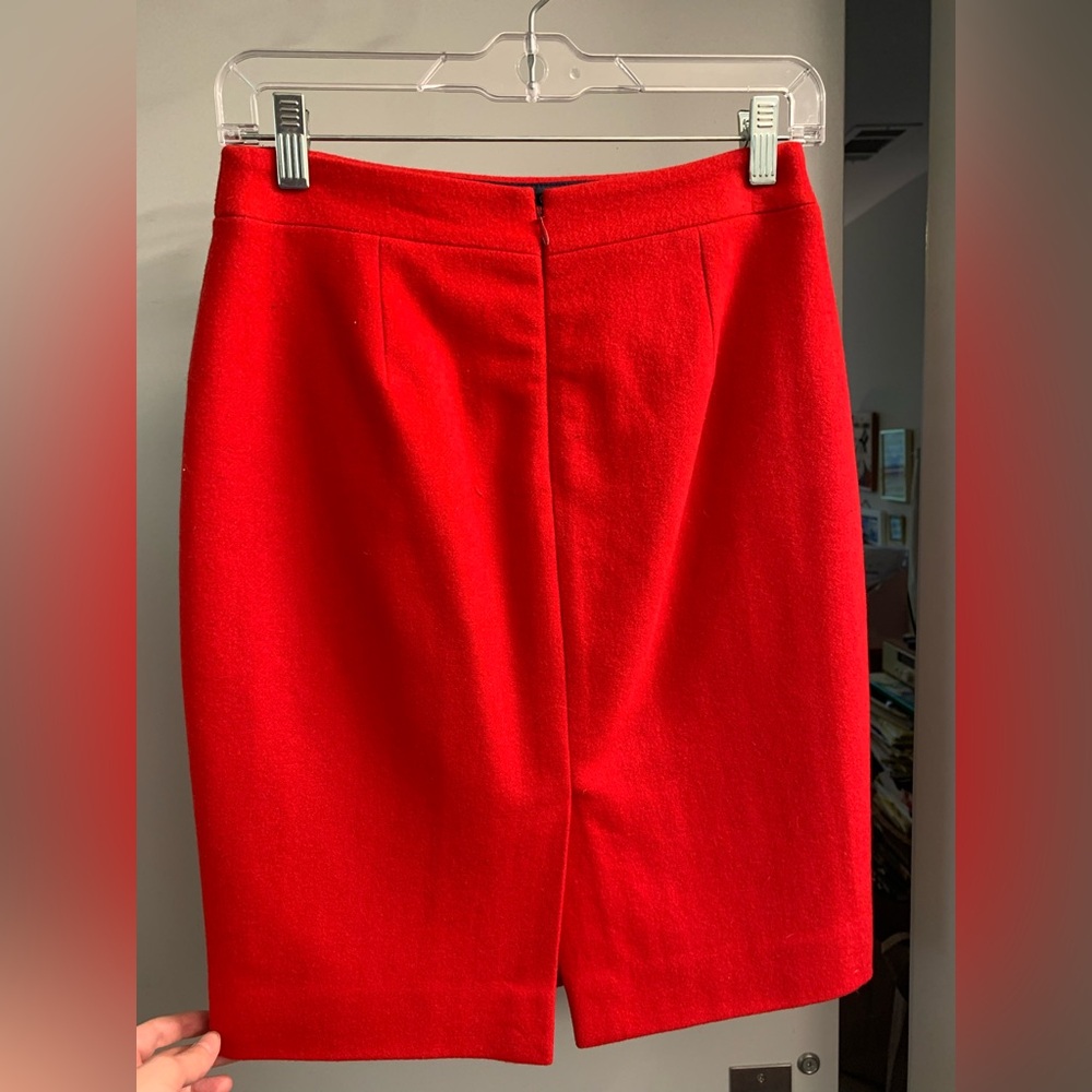 J. Crew Red Wool Pencil Skirt - Picture 2 of 8